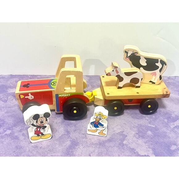Disney Melissa & Doug Mickey Mouse Clubhouse On The Farm Wooden Tractor Set - Picture 1 of 5